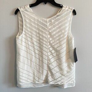 ZARA White Sleeveless Top with Stripe Pattern